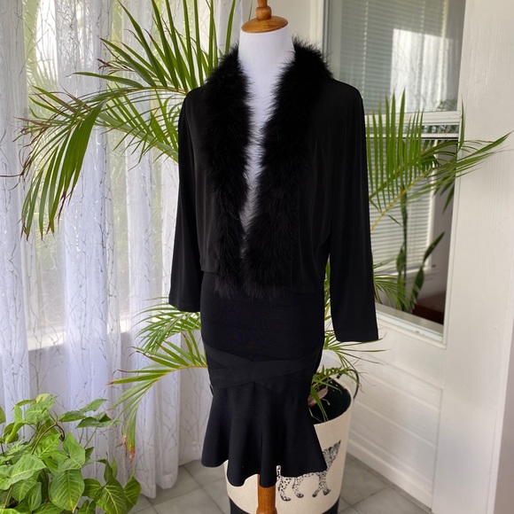 Calvin Klein Feathered Collar Cardigan - Picture 2 of 9